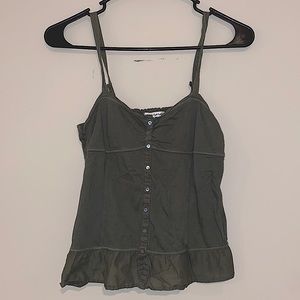 American Eagle Button Down Ruffle Hem Tank Top